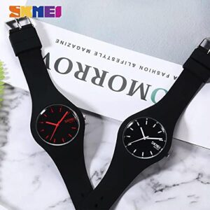 Gosasa Casual Simple Style Silicone Strap Women Sports Watches 30M Waterproof (Black Red Hands)