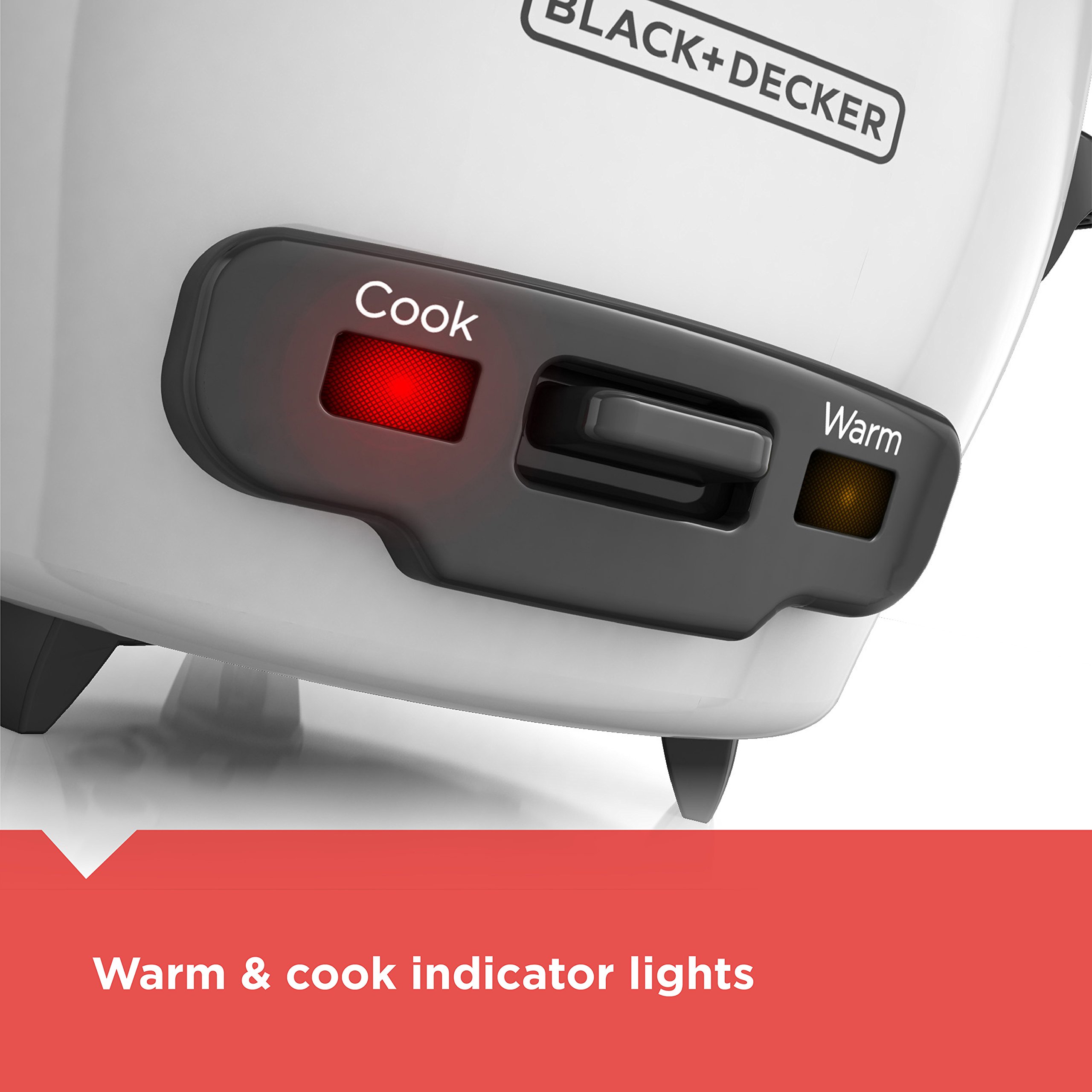 BLACK+DECKER Rice Cooker 16 Cups Cooked (8 Cups Uncooked) with Steaming Basket, Removable Non-Stick Bowl, White