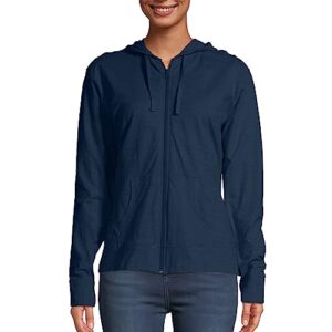 hanes womens slub jersey fashion hoodies, navy, medium us