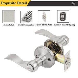 Probrico Wave Style Lever Handles Entrance Door Knobs Entry Door Locks Brushed Nickel