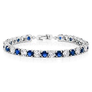 sparkling multi-color round cubic zirconia cz women's tennis bracelet (7.50 cttw, 7 inch), blue and white