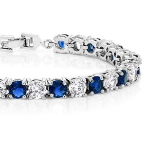 Sparkling Multi-Color Round Cubic Zirconia CZ Women's Tennis Bracelet (7.50 cttw, 7 Inch), Blue and White