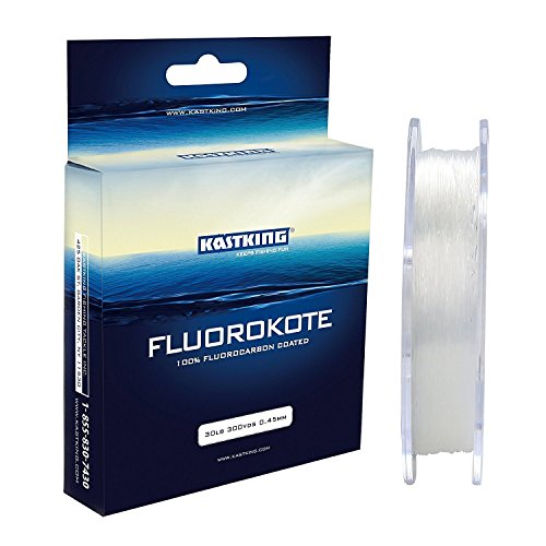 KastKing FluoroKote Fishing Line 100 Percent Pure Fluorocarbon Coated 15LB 300Yds 274M Premium Spool Clear