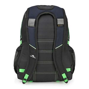 High Sierra Loop Backpack, Travel, or Work Bookbag with tablet sleeve, One Size, Midnight Blue/Black/Lime