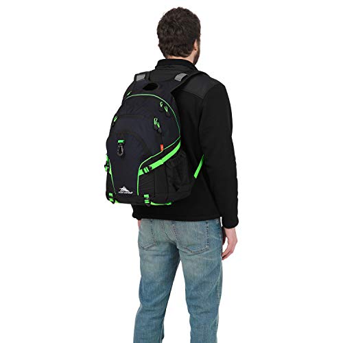 High Sierra Loop Backpack, Travel, or Work Bookbag with tablet sleeve, One Size, Midnight Blue/Black/Lime