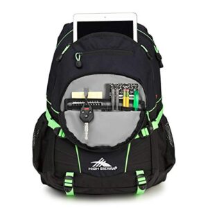 High Sierra Loop Backpack, Travel, or Work Bookbag with tablet sleeve, One Size, Midnight Blue/Black/Lime