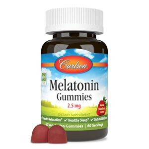 Carlson - Melatonin Gummies, 2.5 mg, Healthy Sleep, Promotes Relaxation, Natural Strawberry Flavor, 60 Gummies