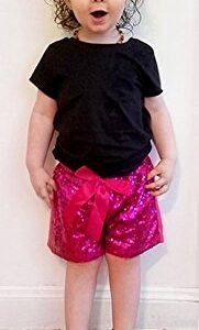 Messy Code Baby Girls Shorts Toddlers Short Sequin Pants Newborn Sparkle Shorts with Bow , Pink, S(12Month)