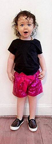 Messy Code Baby Girls Shorts Toddlers Short Sequin Pants Newborn Sparkle Shorts with Bow , Pink, S(12Month)