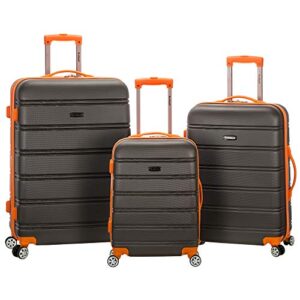 rockland melbourne hardside expandable spinner wheel luggage, charcoal, 3-piece set (20/24/28)