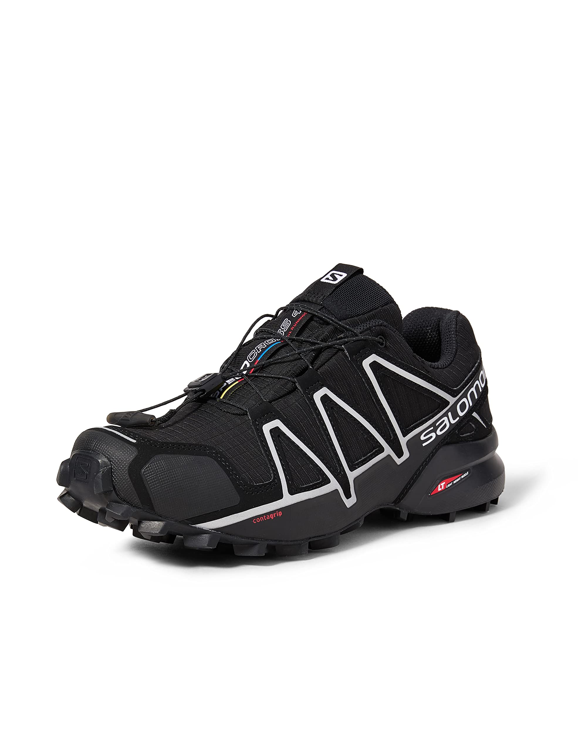 Salomon Men's Speedcross 4 GTX Trail Running Shoes, Black/Black/SILVER METALLIC-X, 10.5