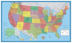 24x36 united states, usa classic elite wall map mural poster (paper folded)