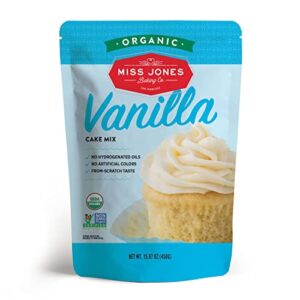 miss jones baking organic yellow cake and cupcake mix, non-gmo, vegan-friendly, moist and fluffy: vanilla (pack of 1)