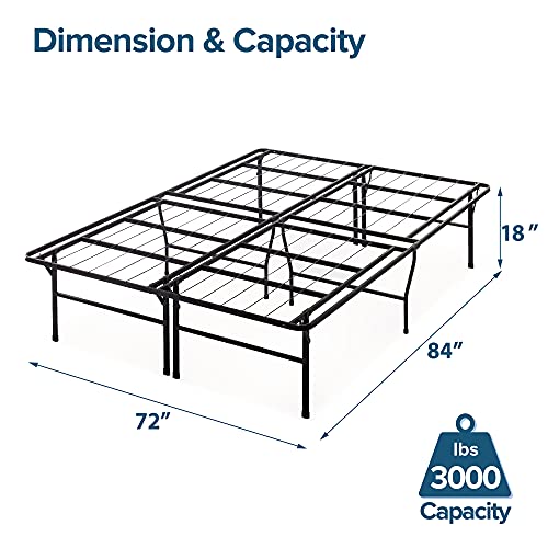 ZINUS SmartBase Heavy Duty Mattress Foundation / 18 Inch Metal Platform Bed Frame / No Box Spring Needed / Sturdy Steel Frame / Underbed Storage, California King, Black