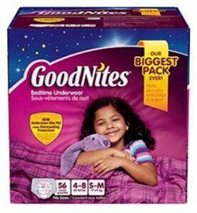 goodnites bedtime underware for girls small/medium 62 count