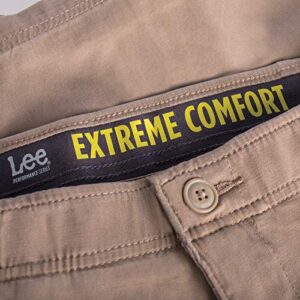 Lee Men's Big & Tall Extreme Motion Flat Front Short, Stone, 44