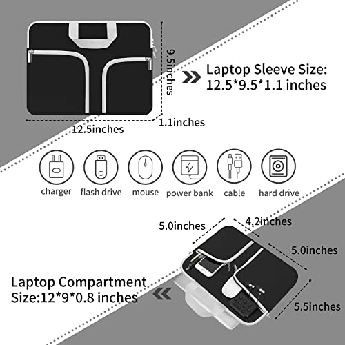 HESTECH Chromebook Case 11.6" Laptop Sleeve Neoprene Computer Bag Protective Case for Samsung Chromebook 4 Flex 3 11" Acer Spin 311 Lenovo Dell,Black