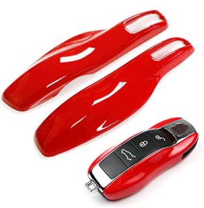 ijdmtoy direct replacement sports red finish key fob side panel trims compatible with porsche cayenne panamera macan 911, etc