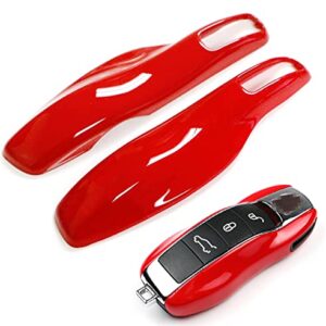 iJDMTOY Direct Replacement Sports Red Finish Key Fob Side Panel Trims Compatible with Porsche Cayenne Panamera Macan 911, etc