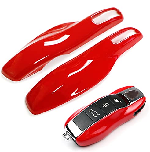 iJDMTOY Direct Replacement Sports Red Finish Key Fob Side Panel Trims Compatible with Porsche Cayenne Panamera Macan 911, etc