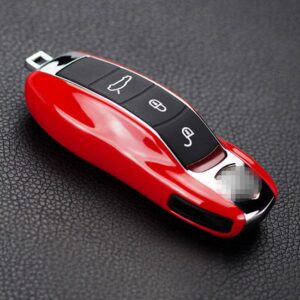 iJDMTOY Direct Replacement Sports Red Finish Key Fob Side Panel Trims Compatible with Porsche Cayenne Panamera Macan 911, etc