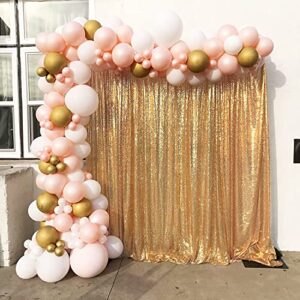 8ft x 8ft Gold Sequin Backdrop Curtain Glitter Photo Booth Backdrop for Wedding Birthday Baby Shower Event Decor
