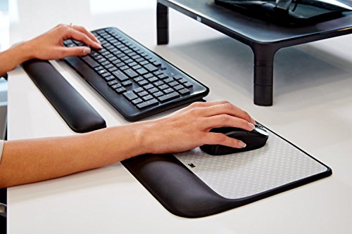 3M Precise Mouse Pad with Gel Wrist Rest, Soothing 3M Gel Technology and Satin Smooth Cover for All Day Comfort, Optical Mouse Performance and Battery Saving Design (MW85B), Extended, Black