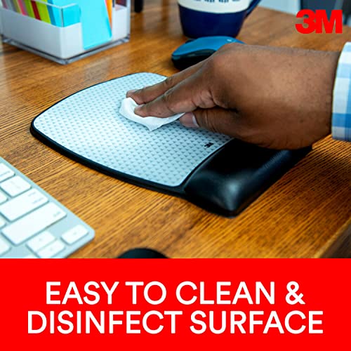 3M Precise Mouse Pad with Gel Wrist Rest, Soothing 3M Gel Technology and Satin Smooth Cover for All Day Comfort, Optical Mouse Performance and Battery Saving Design (MW85B), Extended, Black