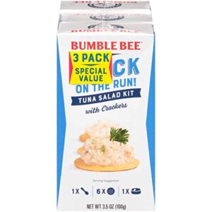 bumble bee snack on the run! tuna salad with crackers kit, high protein snack food, tuna salad multi-pack, healthy snacks for adults, 3.5 ounce kit (pack of 3)