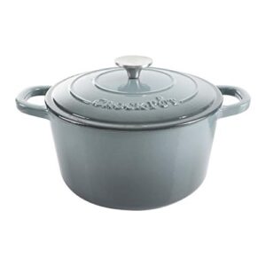 crock pot artisan 5 quart enameled cast iron round dutch oven, slate gray