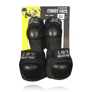 187 Killer Pads Knee Pads, Elbow Pads Combo Pack, Black, X- Small