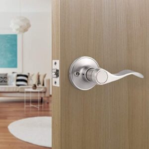 Gobrico 3 Pack Satin Nickel Interior Passage Door Levers Keyless Hall/Closet Handles Knobs Locksets with Universal Levers