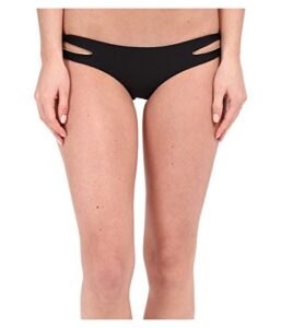 luli fama women's cosita buena reversible zig zag open side bikini bottom, black, large