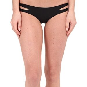 Luli Fama Women's Cosita Buena Reversible Zig Zag Open Side Bikini Bottom, Black, Large