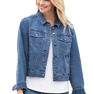 Woman Within Women's Plus Size Stretch Denim Jacket - 20 W, Medium Stonewash Blue