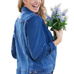 Woman Within Women's Plus Size Stretch Denim Jacket - 20 W, Medium Stonewash Blue