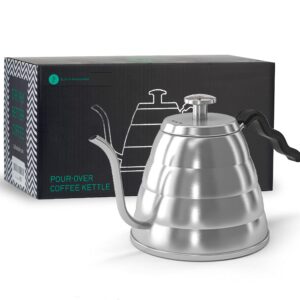 coffee gator 34oz stainless steel gooseneck kettle with thermometer, 4 cup