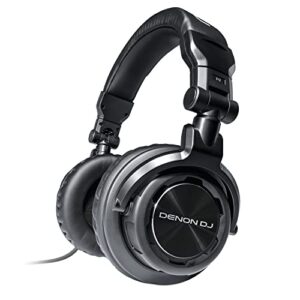 denon dj hp1100 | professional over-ear dj headphones with 180-degree cup swivel & leather carry bag (53mm driver / 3500mw input)
