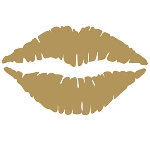 kiss wall decal sticker - kissing lips decoration mural - decal stickers and mural for kids boys girls room and bedroom. kiss gold wall art for home decor and decoration - silhouette mural