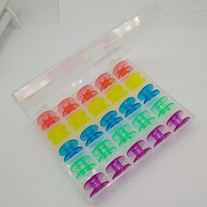 HONEYSEW 25pcs/Box Plastic Colorful Bobbin Universal 2518P for Brother Babylock Singer Juki