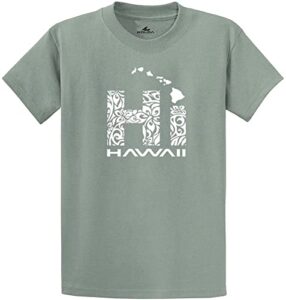 joe's usa koloa surf hawaiian islands tribal hi shirt-3xl-stonegreen/w