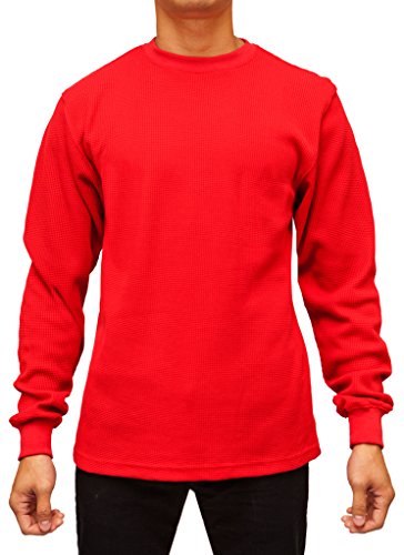 Access Men's Heavyweight Long Sleeve Thermal Crew Neck Top Red Large