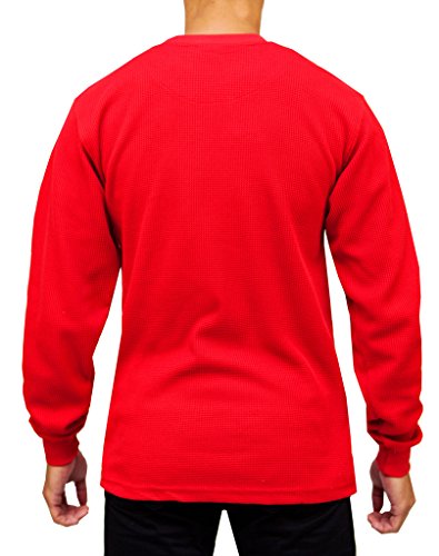 Access Men's Heavyweight Long Sleeve Thermal Crew Neck Top Red Large