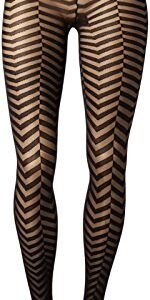 Music Legs Women's Zig Zag Waves Spandex Pantyhose, Black, One Size