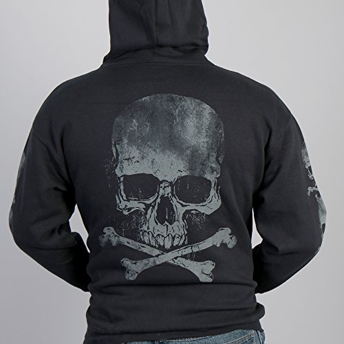 Hot Leathers mens GMZ4305 Men s Skull and Crossbones Black Hoodie, Black, X-Large US