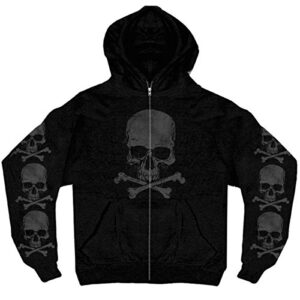hot leathers mens gmz4305 men s skull and crossbones black hoodie, black, x-large us