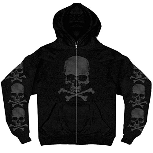 Hot Leathers mens GMZ4305 Men s Skull and Crossbones Black Hoodie, Black, X-Large US