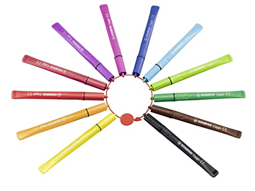 STABILO Cappi Felt-Tip Pen - Wallet of 12 Assorted Colours