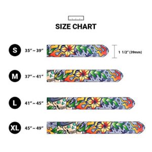 boxed-gifts Men's Assorted Graphic Printed Buckle Belts (Medium, Death or Glory)