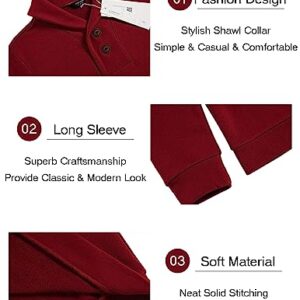 COOFANDY Men's Casual Shawl Collar Sweater Long Sleeve Pullover Wine Red L Wine Red Large